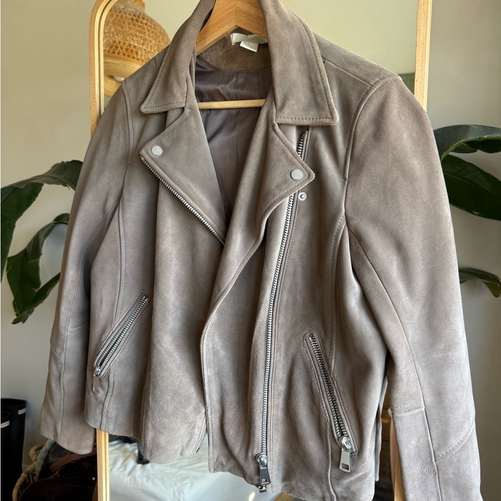 H&M Taupe Suede Moto Jacket